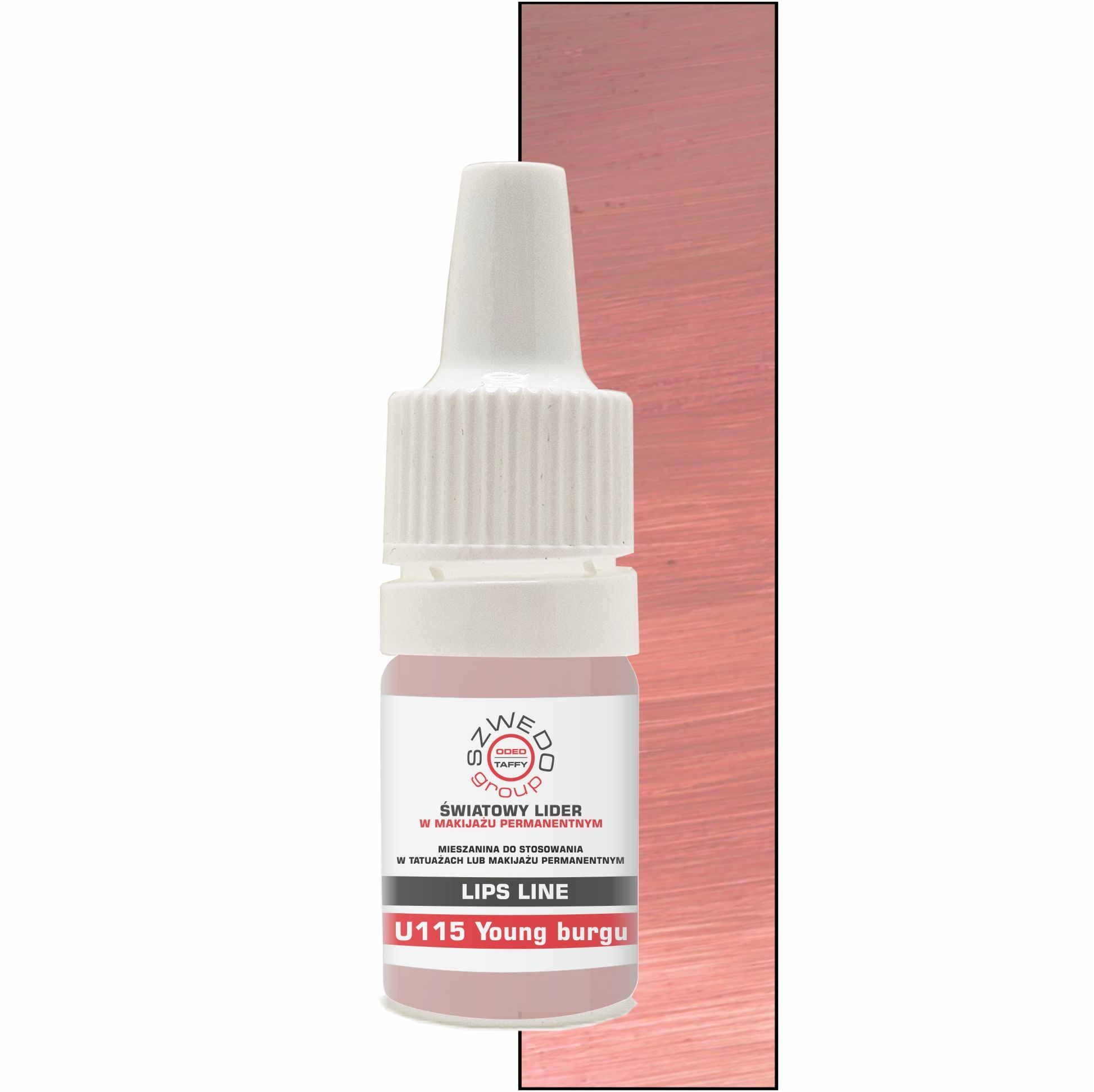 U115 Young burgundy – jasny burgund z nutą brązowego różu do makijażu permanentnego ust