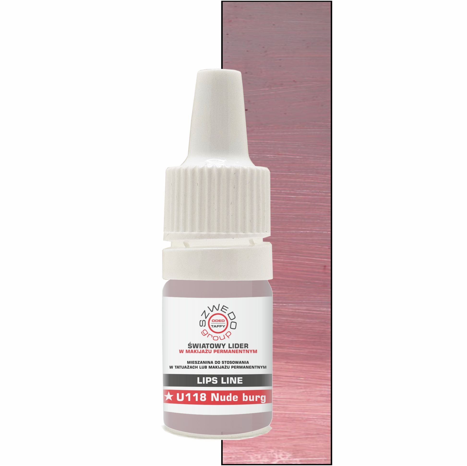 U118 Nude burgundy (INTENSE) – jasny chłodny nude z różowo-brązową nutą do makijażu permanentnego ust